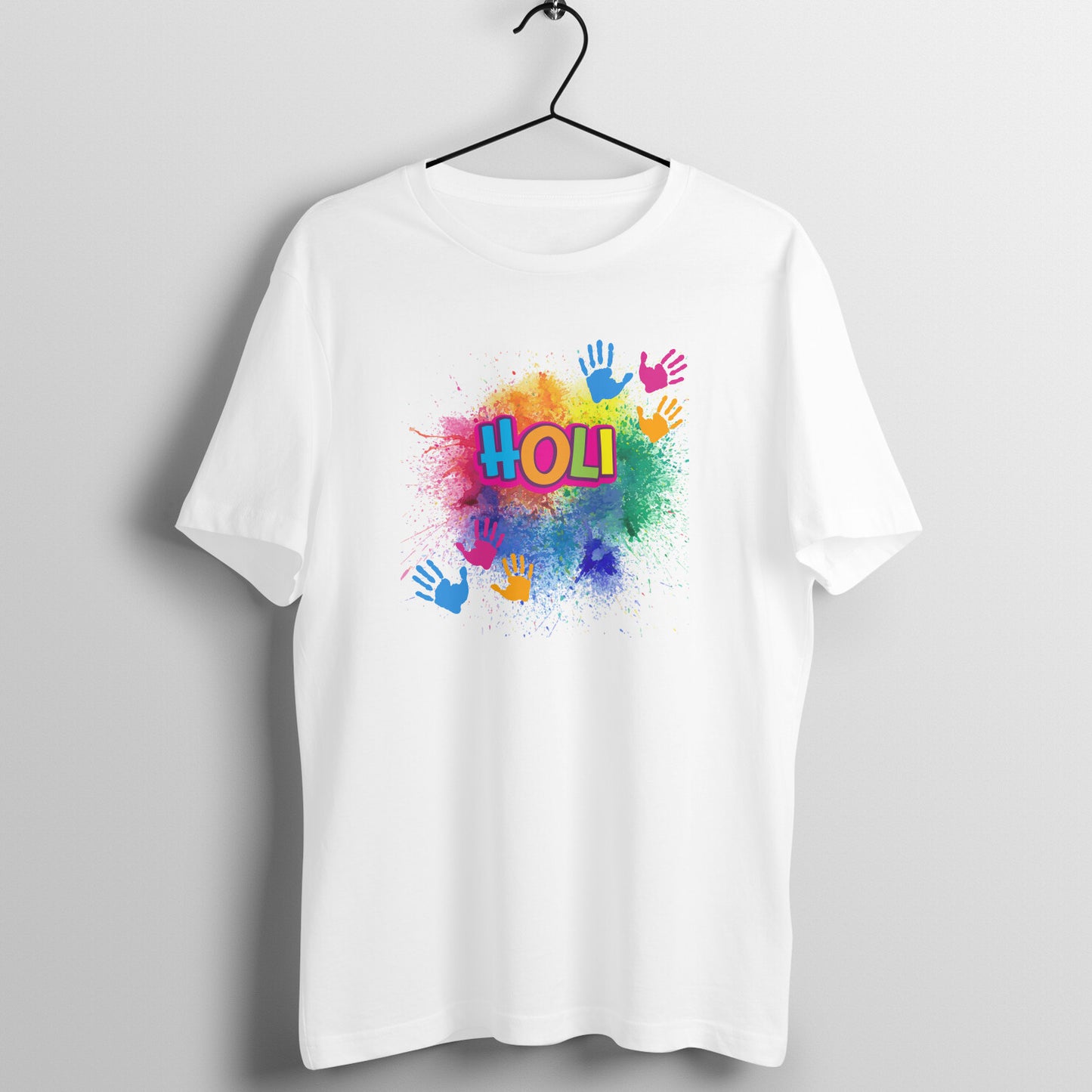 Celebrate Holi in Style: Men's Round Neck T-Shirt with Color Splash Design