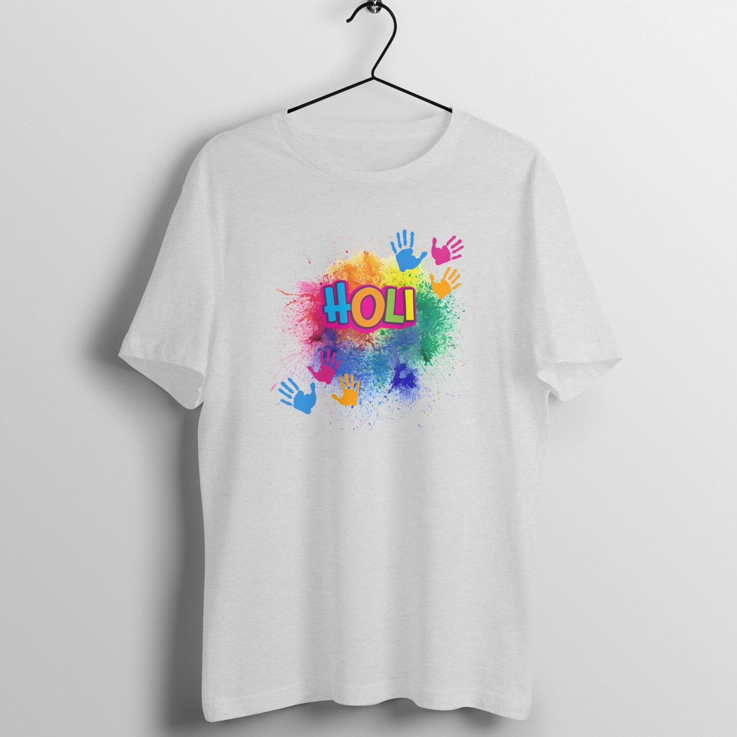 Celebrate Holi in Style: Men's Round Neck T-Shirt with Color Splash Design