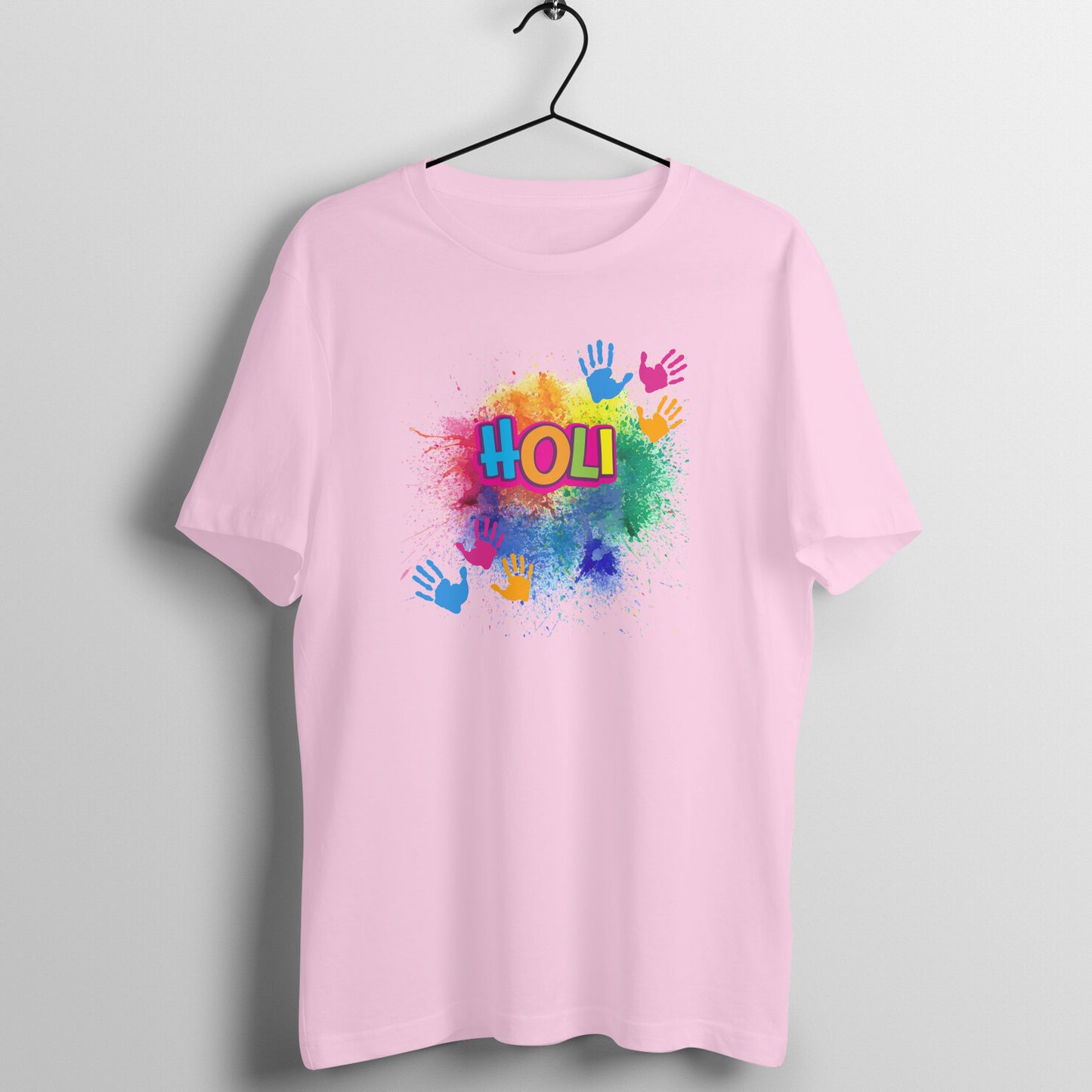 Celebrate Holi in Style: Men's Round Neck T-Shirt with Color Splash Design