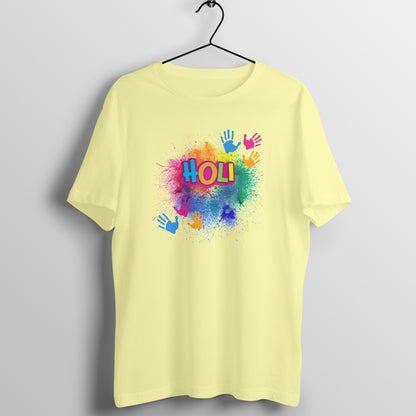 Celebrate Holi in Style: Men's Round Neck T-Shirt with Color Splash Design