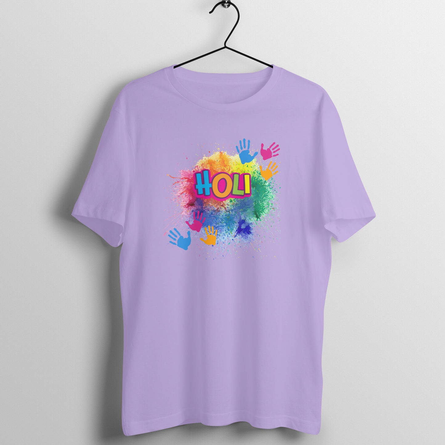 Celebrate Holi in Style: Men's Round Neck T-Shirt with Color Splash Design