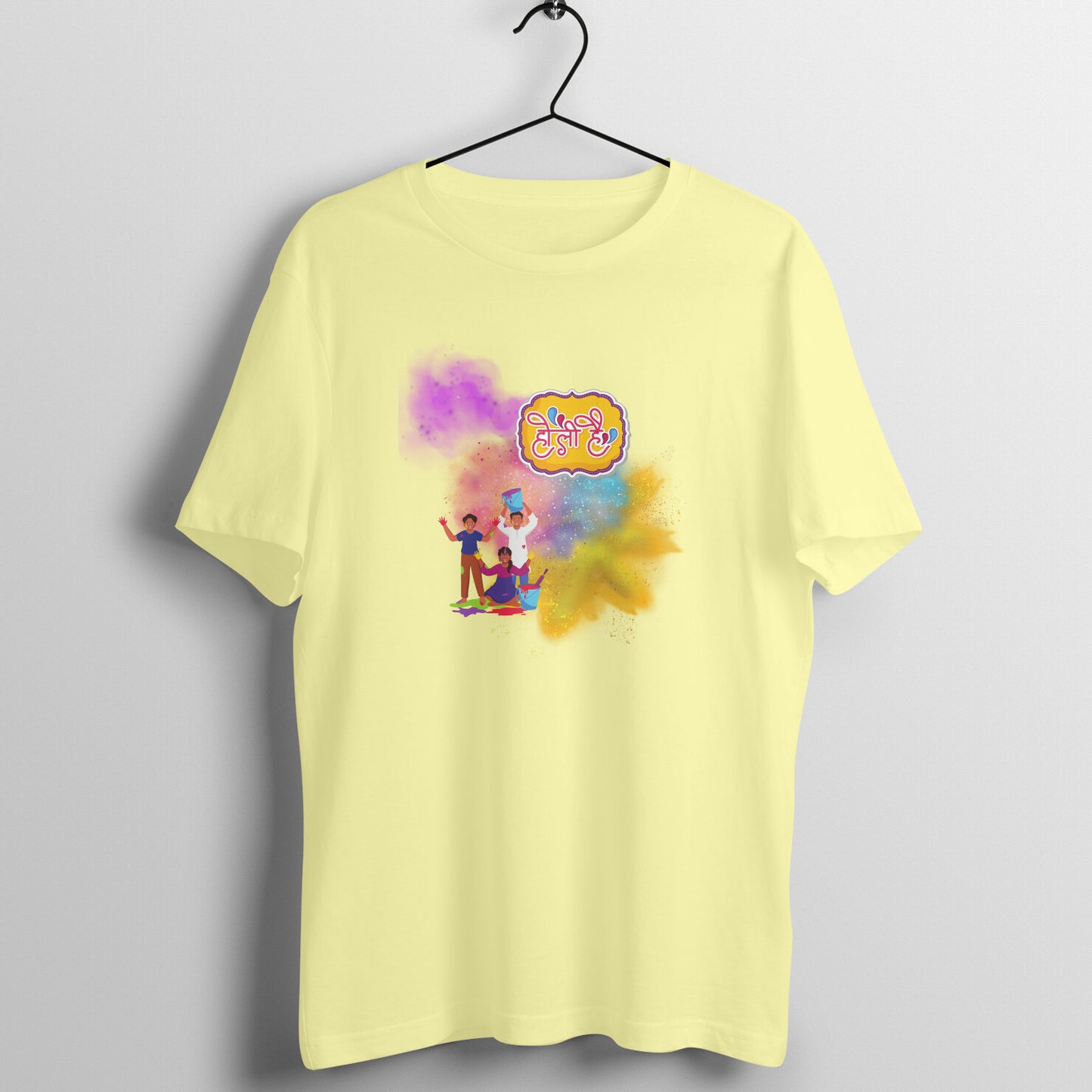 Festive Fun: Men's Round Neck T-Shirt with Friends Playing Holi Design