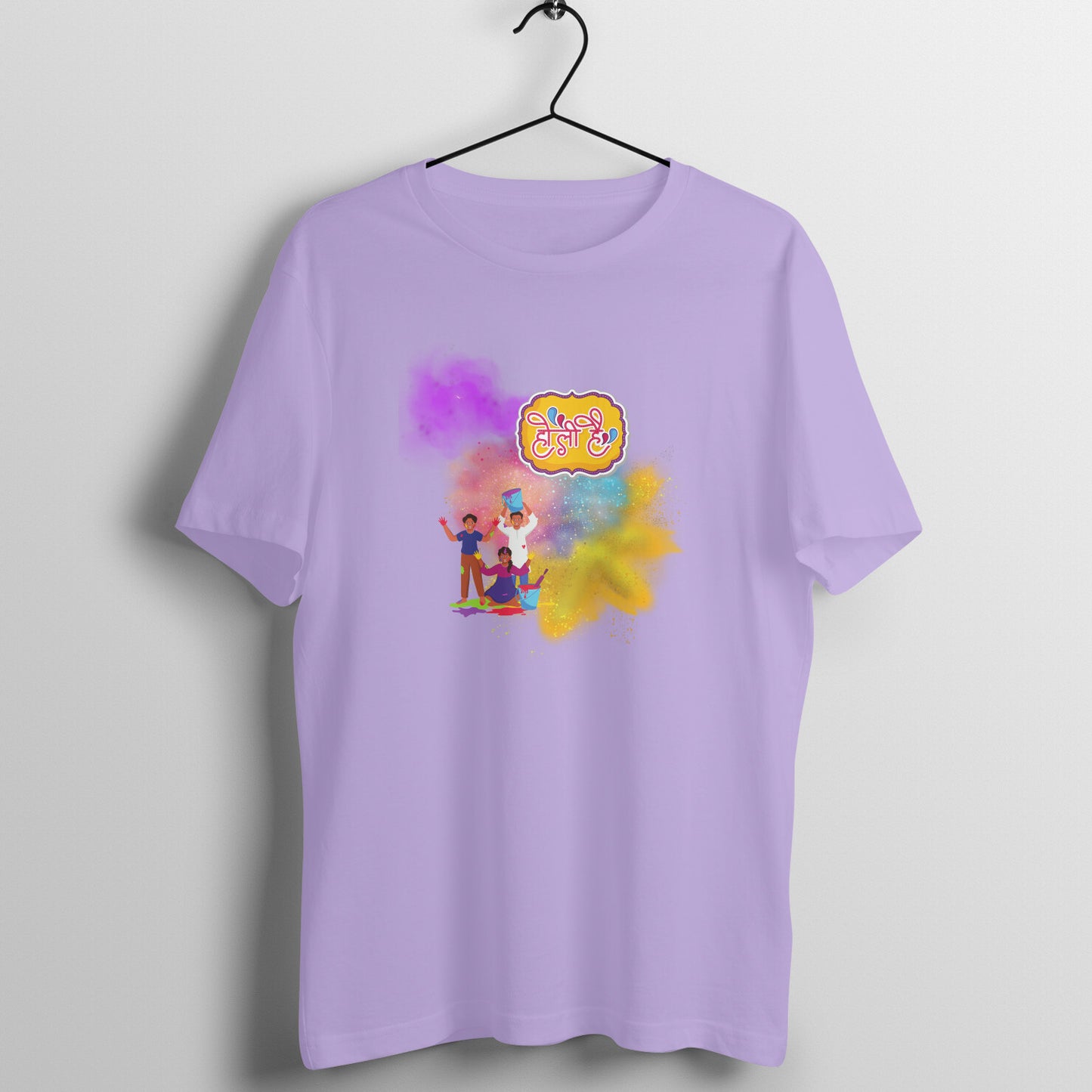 Festive Fun: Men's Round Neck T-Shirt with Friends Playing Holi Design