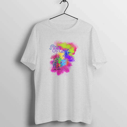 Splash into Holi: Men's Round Neck T-Shirt with Colorful Celebration Design
