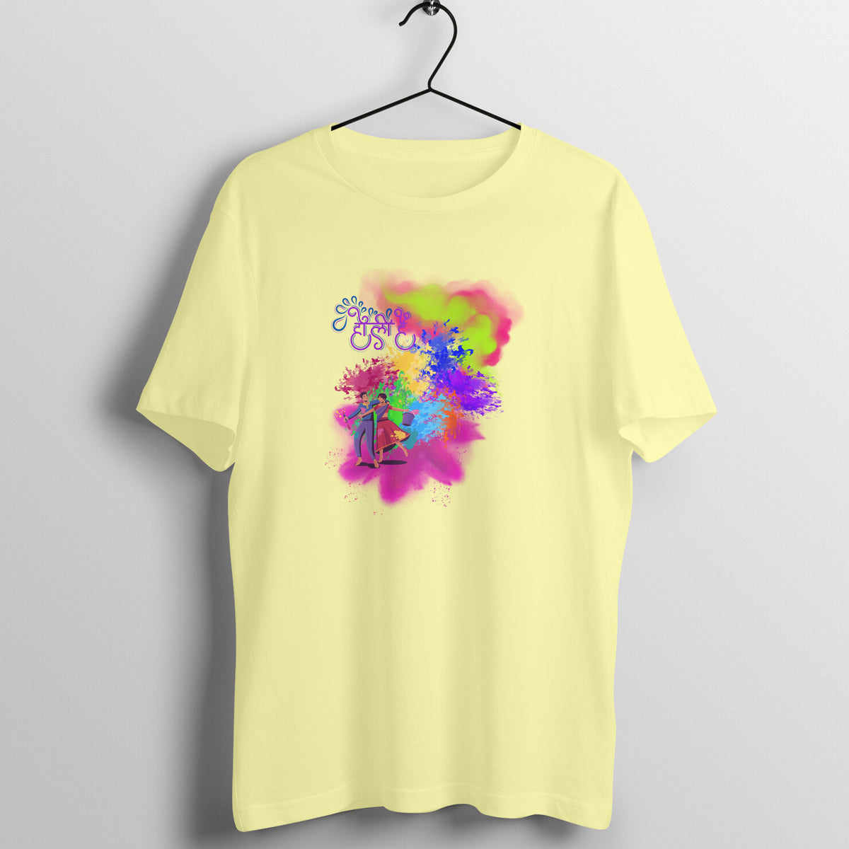 Splash into Holi: Men's Round Neck T-Shirt with Colorful Celebration Design