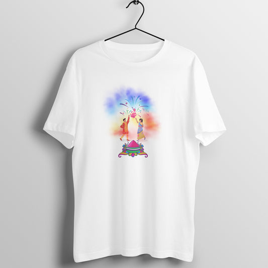 Traditional Holi Festivity: Men's Round Neck T-Shirt with Ethnic Holi Celebration Design