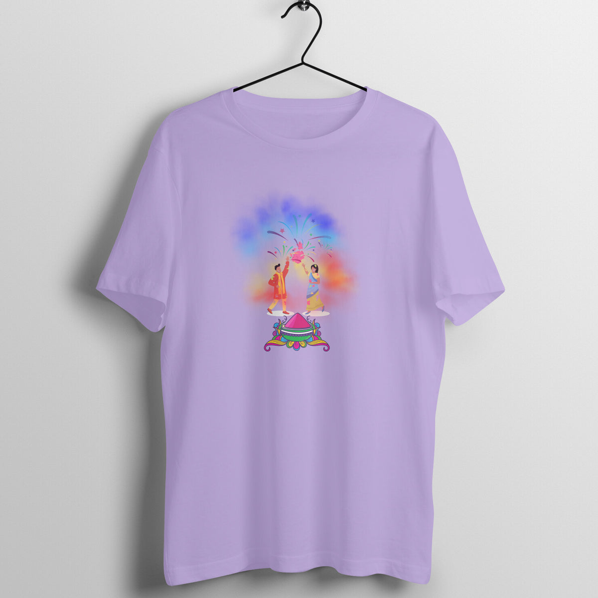 Traditional Holi Festivity: Men's Round Neck T-Shirt with Ethnic Holi Celebration Design