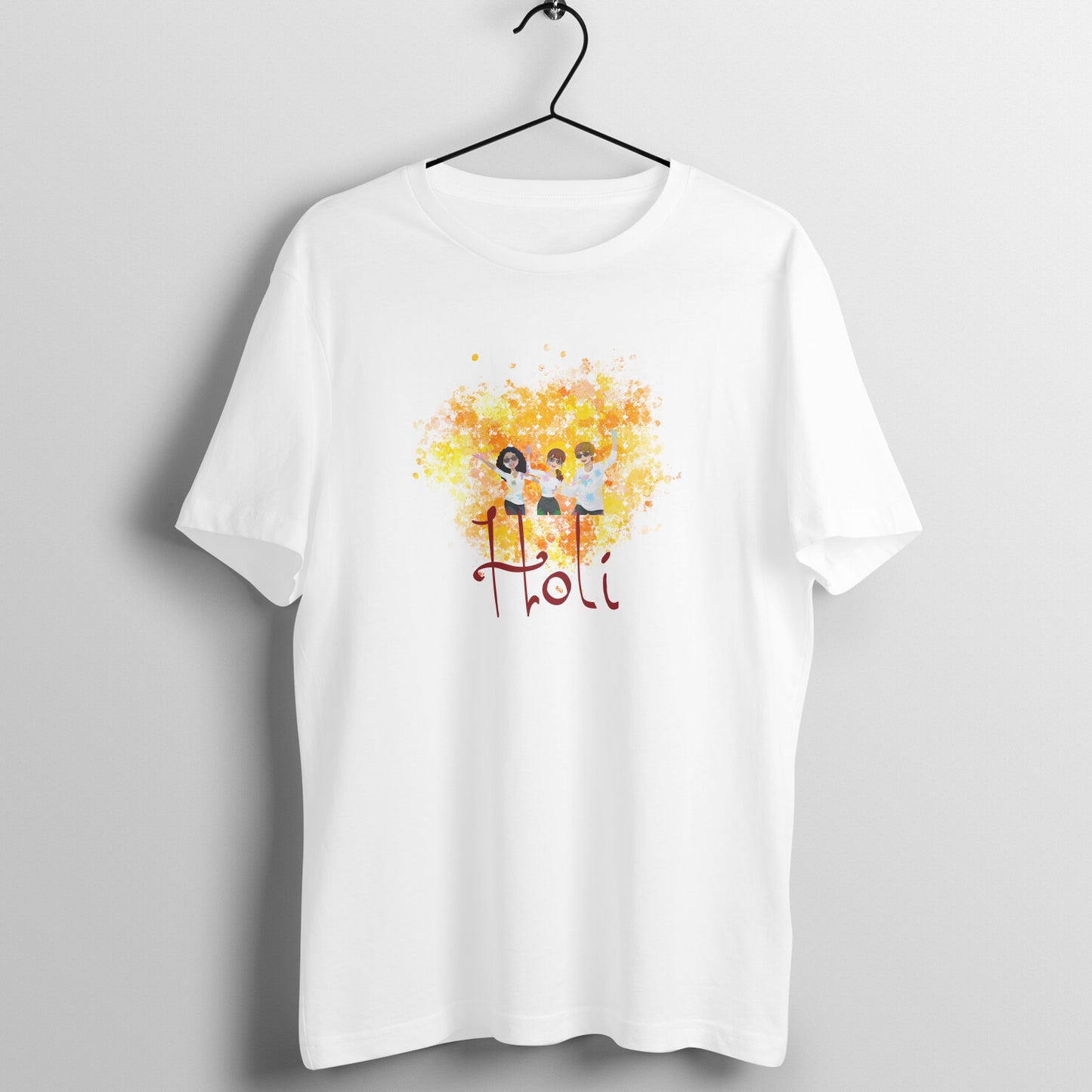 Joyful Holi Revelry: Men's Round Neck T-Shirt with Children's Celebration Design