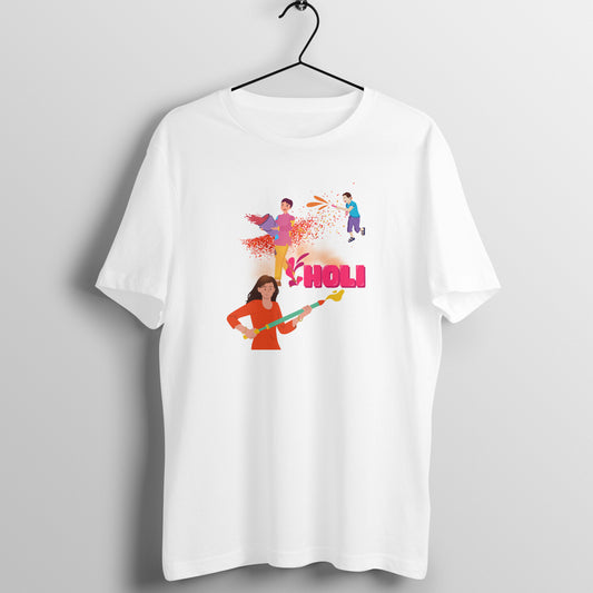 Festive Fun: Men's Round Neck T-Shirt with Playful Holi Color Gun Design