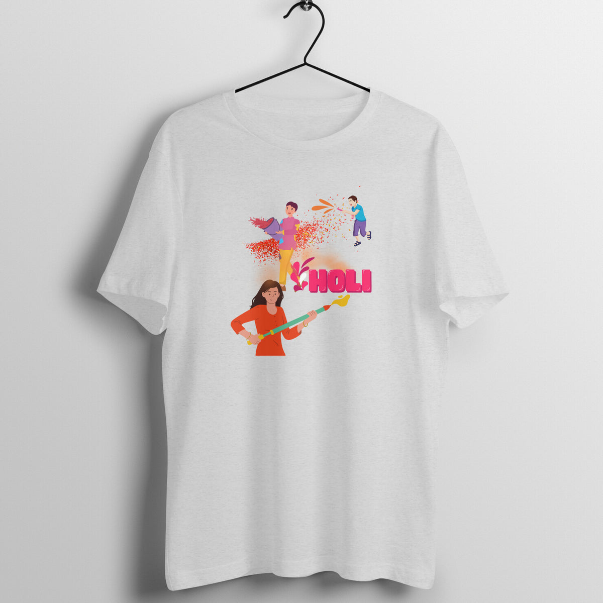 Festive Fun: Men's Round Neck T-Shirt with Playful Holi Color Gun Design