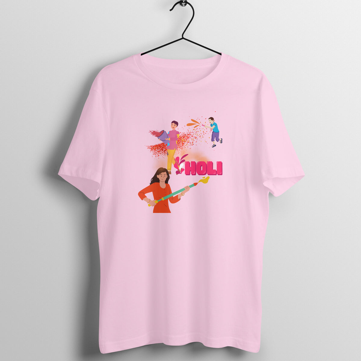 Festive Fun: Men's Round Neck T-Shirt with Playful Holi Color Gun Design