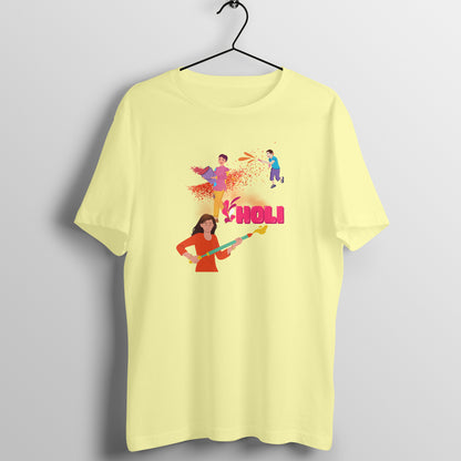 Festive Fun: Men's Round Neck T-Shirt with Playful Holi Color Gun Design
