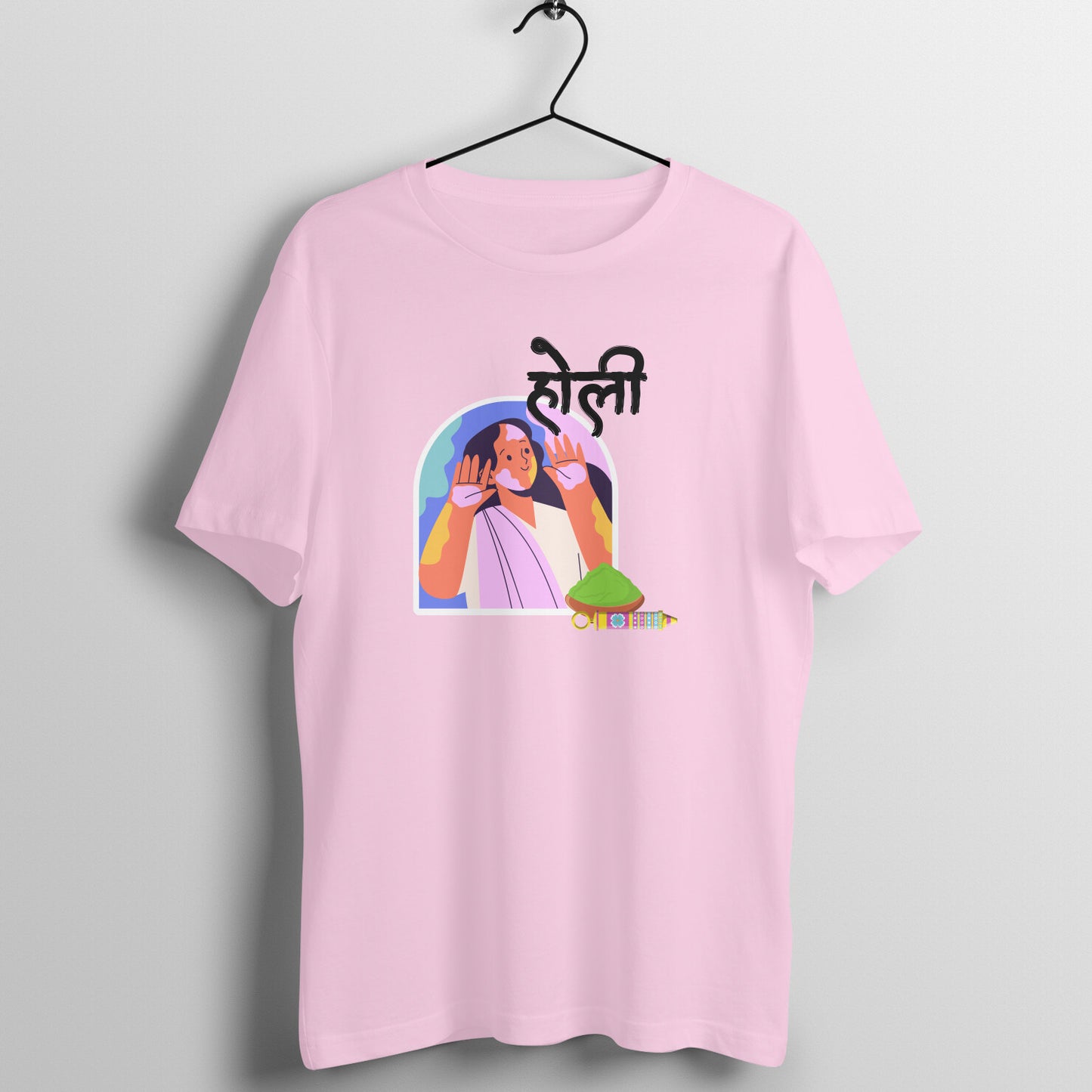 Cultural Celebration: Men's Round Neck T-Shirt with Traditional Holi Festival Girl Design