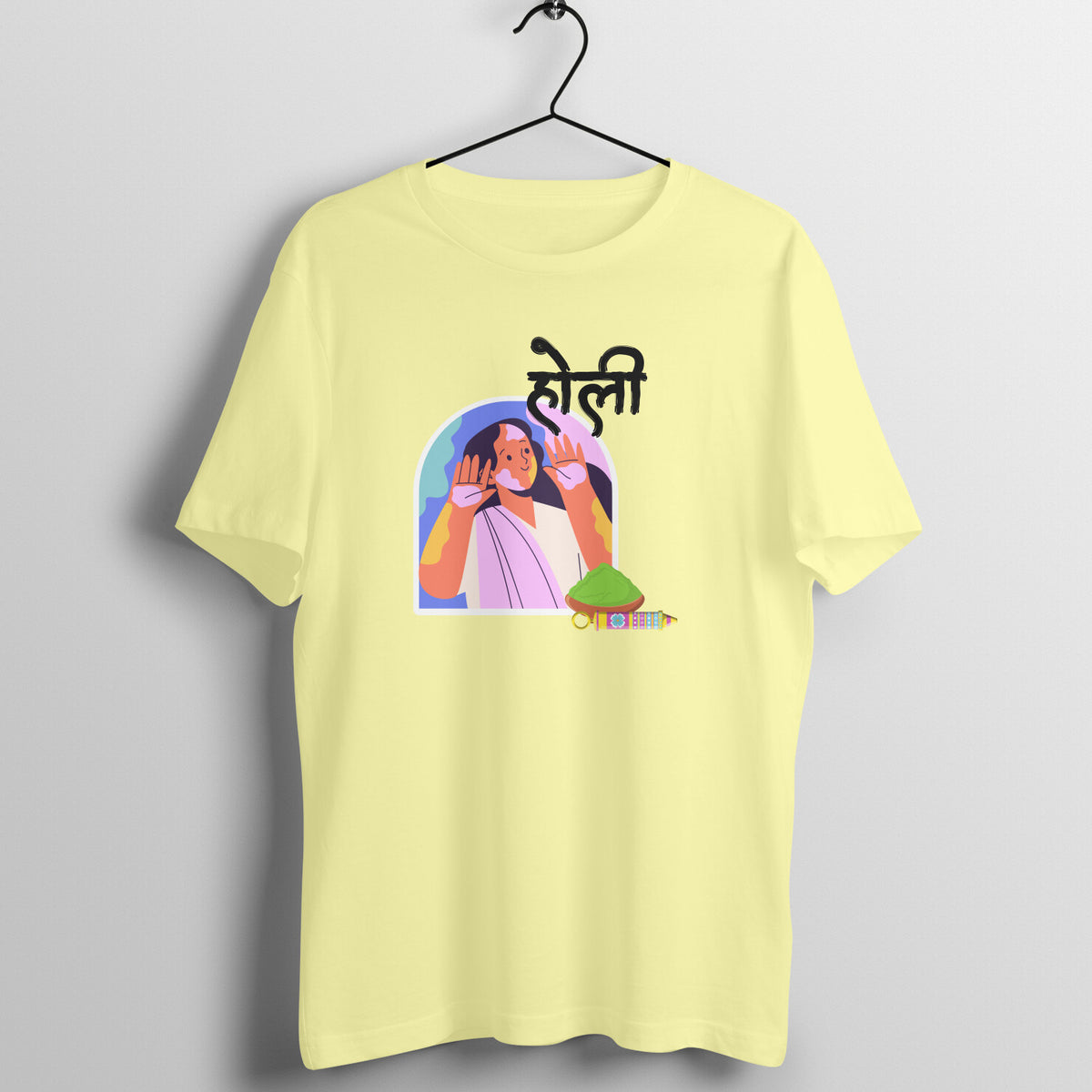 Cultural Celebration: Men's Round Neck T-Shirt with Traditional Holi Festival Girl Design