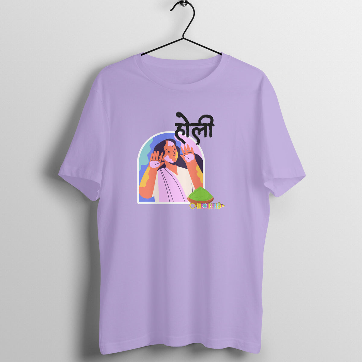 Cultural Celebration: Men's Round Neck T-Shirt with Traditional Holi Festival Girl Design