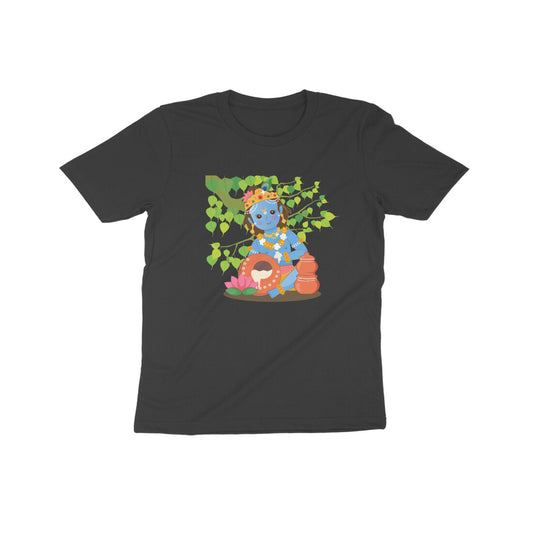 Janmashtami Collection: Kid's Round Neck T-Shirt with Adorable Baby Shri Krishna Design
