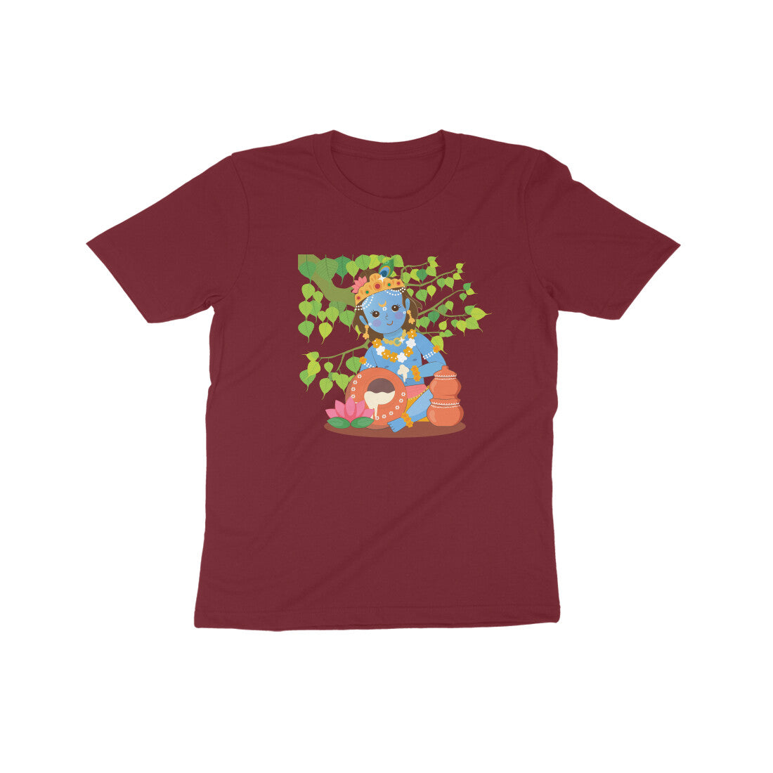 Janmashtami Collection: Kid's Round Neck T-Shirt with Adorable Baby Shri Krishna Design