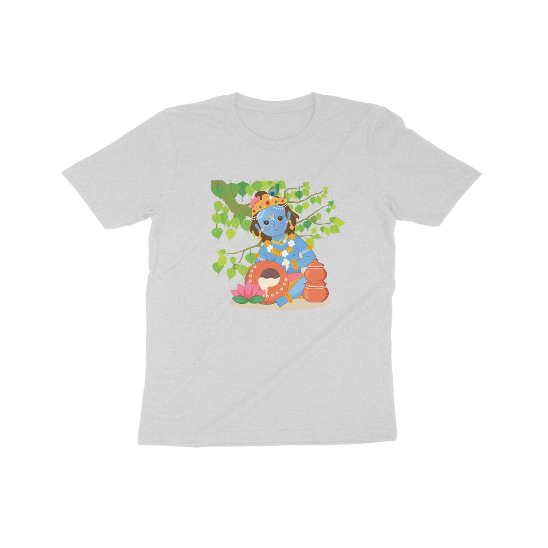 Janmashtami Collection: Kid's Round Neck T-Shirt with Adorable Baby Shri Krishna Design