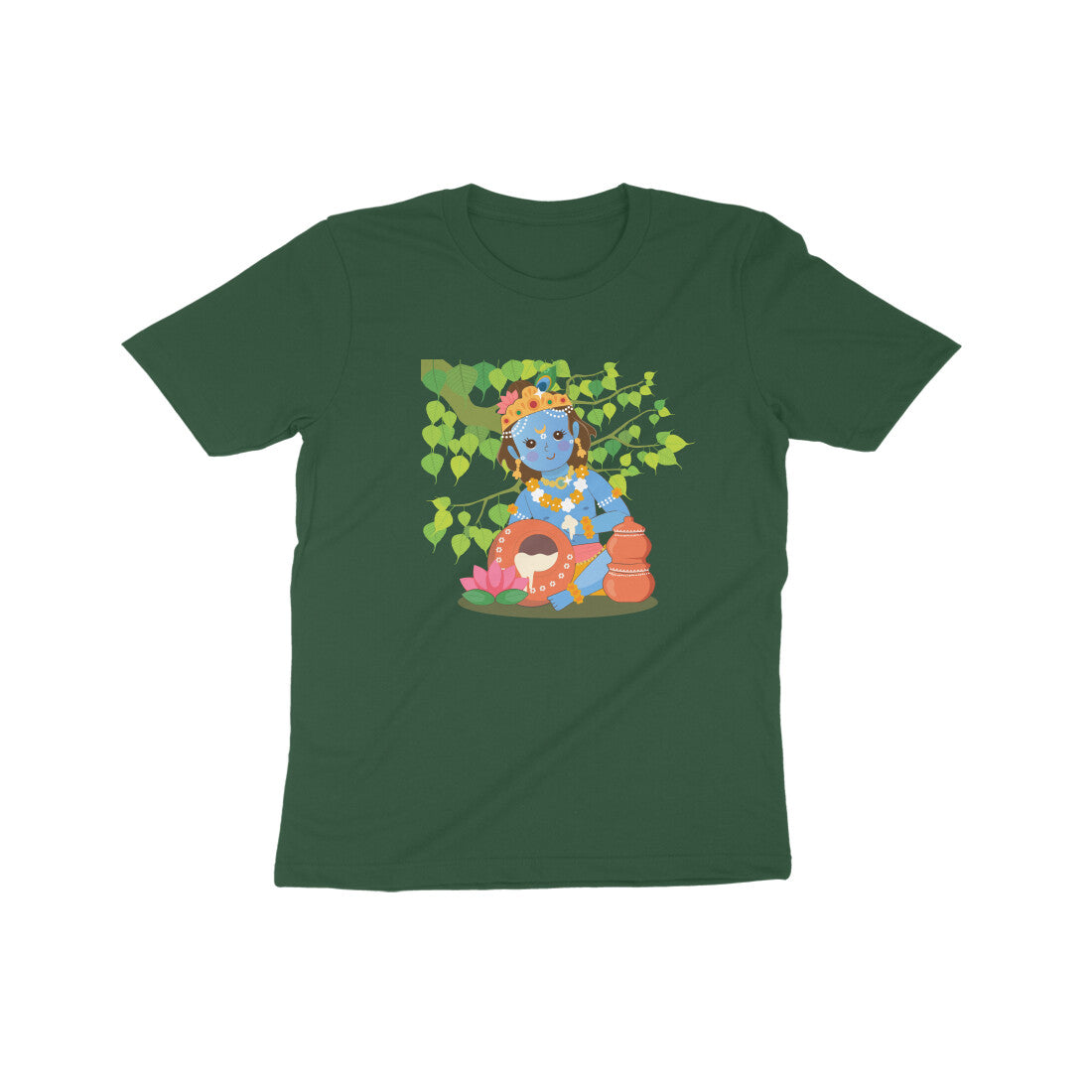 Janmashtami Collection: Kid's Round Neck T-Shirt with Adorable Baby Shri Krishna Design