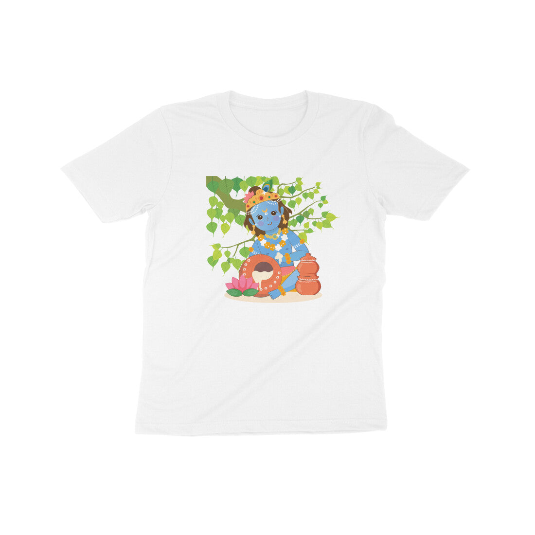 Janmashtami Collection: Kid's Round Neck T-Shirt with Adorable Baby Shri Krishna Design