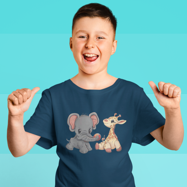 Adorable Animal Friends: Kid's Round Neck T-Shirt - Playful Design