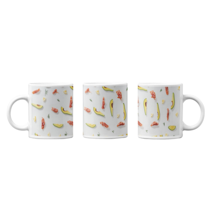 Vibrant Fruit and Veggie Slices Mugs: Abstract Design Collection