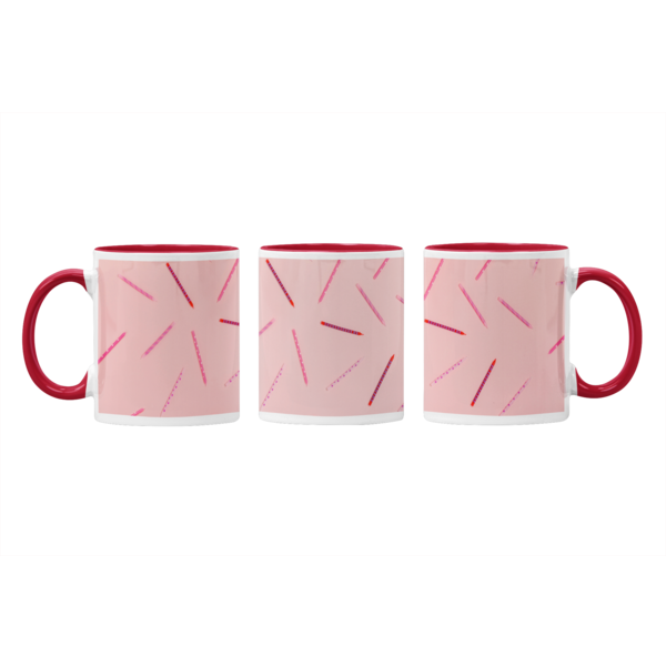 Vibrant Pink Pens Abstract Design Printed Mug: Creative Inspiration