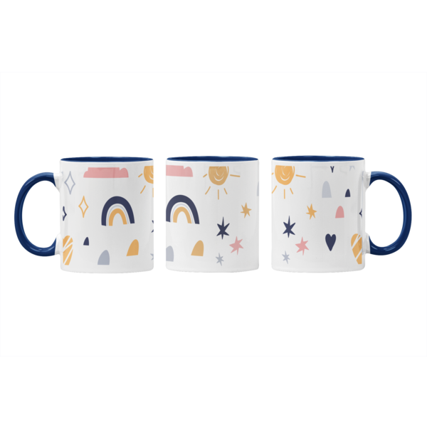 Whimsical Rainbow Mug: Starry Sky and Sunny Smiles