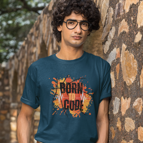 Born to Code Tee: Men's Round Neck T-Shirt - Embrace Your Coding Passion