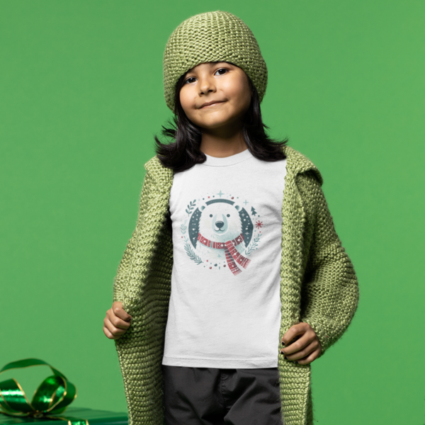 Joyful Cubs: Christmas-Ready Polar Bear Toddler Round Neck T-Shirt