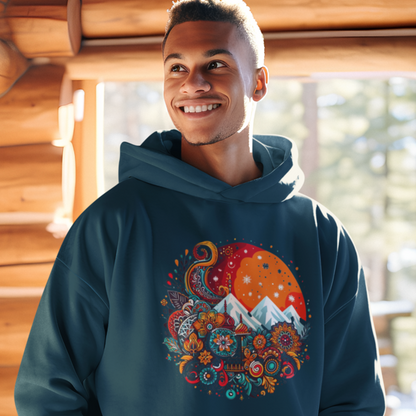 Northern Lights Unisex Printed Hoodie - Mountain Magic