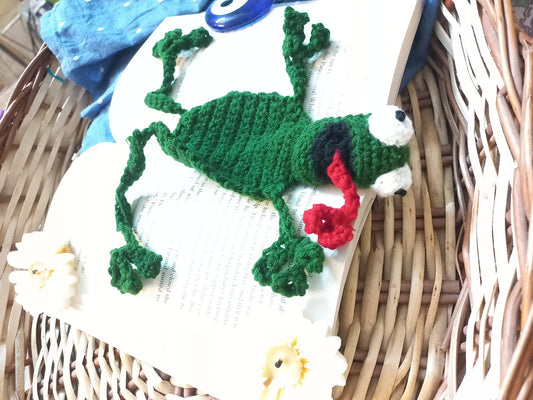 Frog Crochet Bookmark: Handmade Amphibian-Inspired Page Marker for Nature Lovers