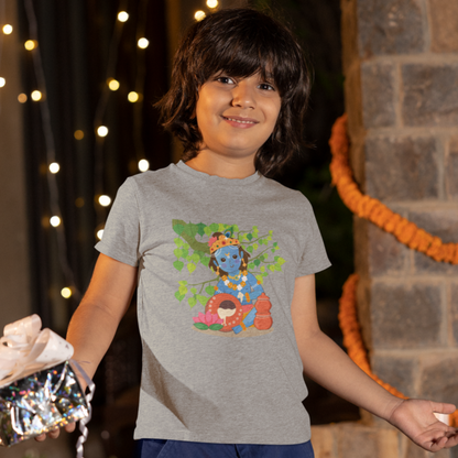 Janmashtami Collection: Toddler's Round Neck T-Shirt with Baby Shri Krishna Design