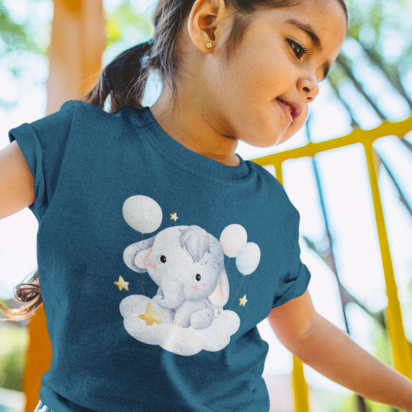 Adorable Baby Elephant and Balloons Toddler Tee