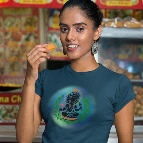 Janmashtami Collection: Women's Round Neck T-Shirt with Adorable Baby Shri Krishna Design