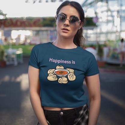 Happiness is Momo: Delightful Crop Top with Momo Design