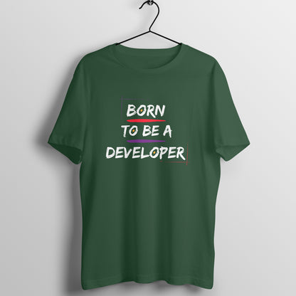 Born to Be Developer Tee: Men's Round Neck T-Shirt - Coding Pride