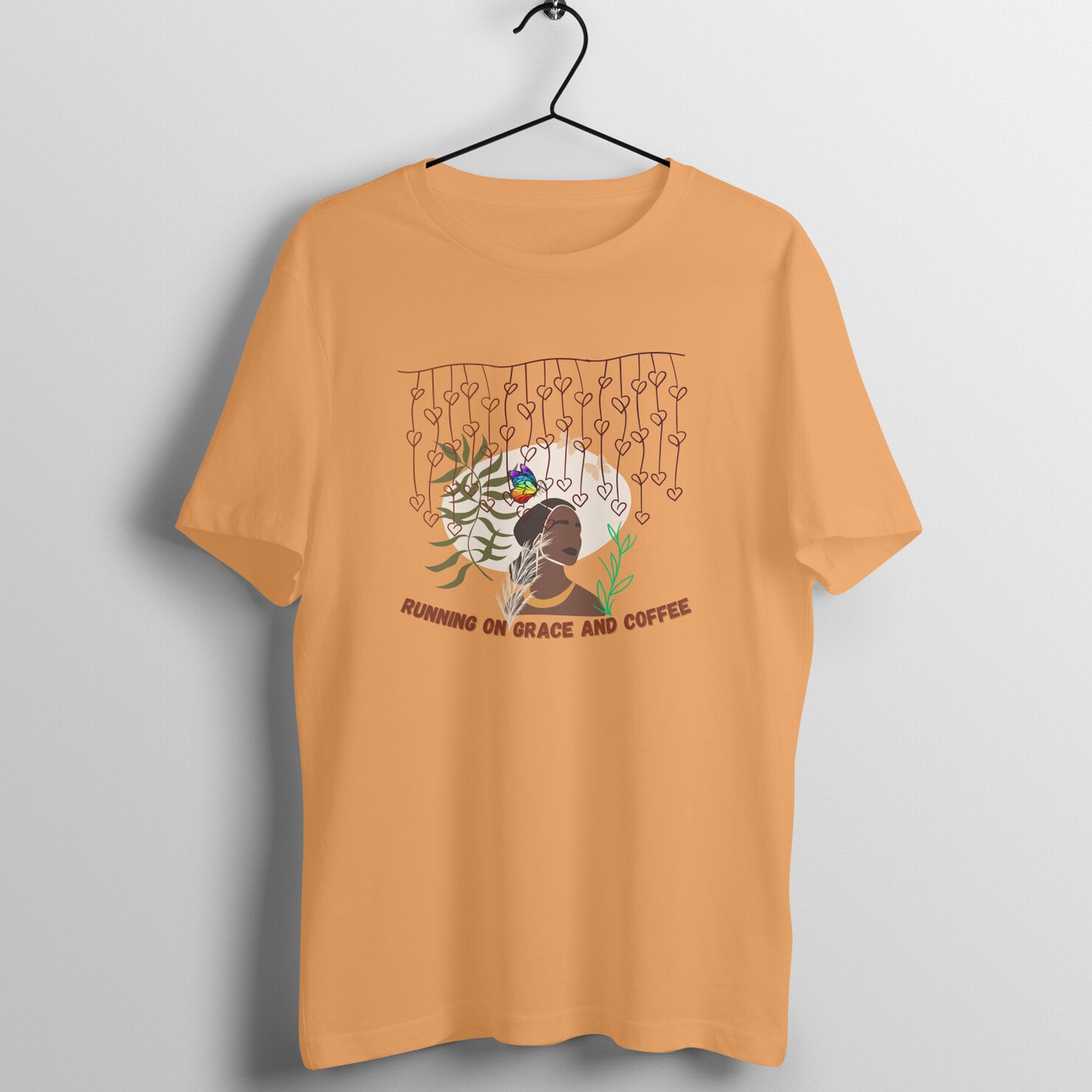 Running on Grace and Coffee: Men's Round Neck T-Shirt for Coffee Lovers