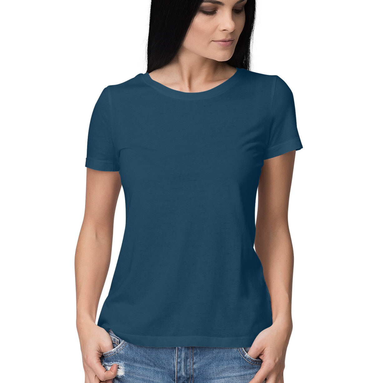 Classic Dark Colors Women's Round Neck T-Shirt: Versatile and Chic