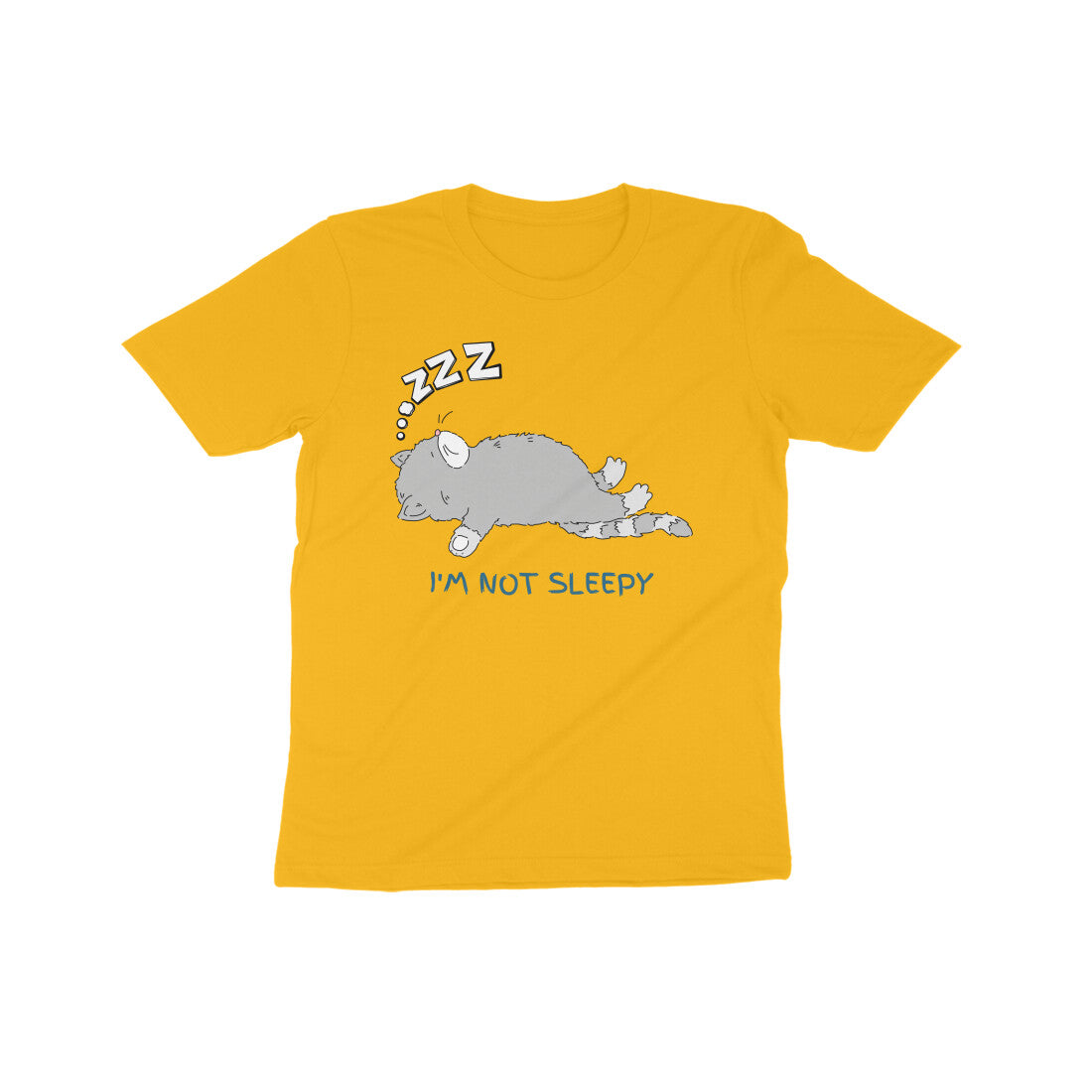 Dreamy Cat Nap: Kid's Round Neck T-Shirt - Playful Design