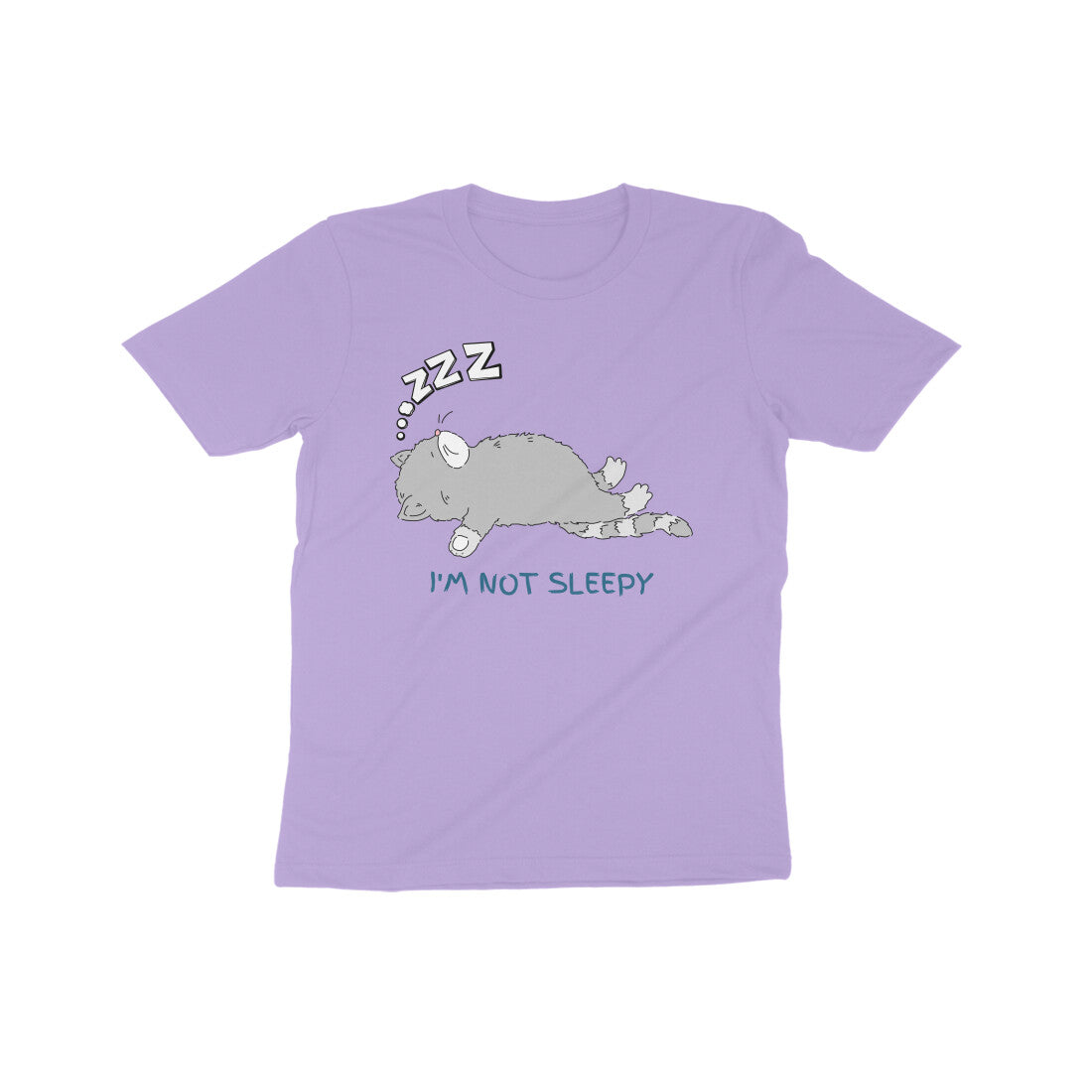 Dreamy Cat Nap: Kid's Round Neck T-Shirt - Playful Design