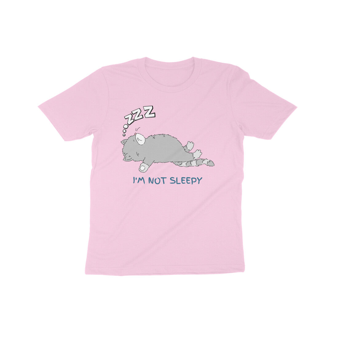 Dreamy Cat Nap: Kid's Round Neck T-Shirt - Playful Design