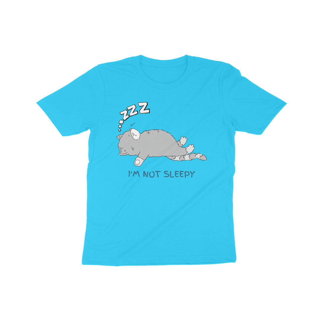 Dreamy Cat Nap: Kid's Round Neck T-Shirt - Playful Design