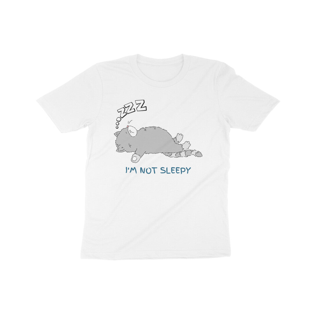 Dreamy Cat Nap: Kid's Round Neck T-Shirt - Playful Design