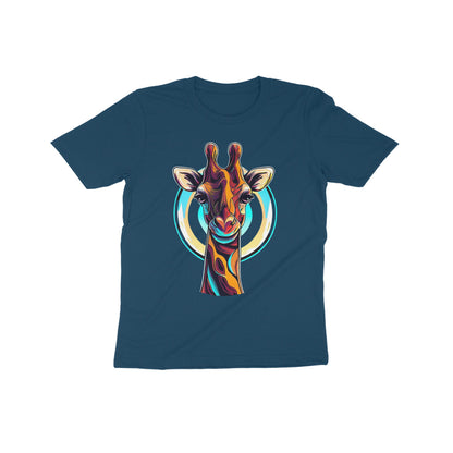 Playful Giraffe Adventure: Kid's Round Neck T-Shirt - Vibrant Design