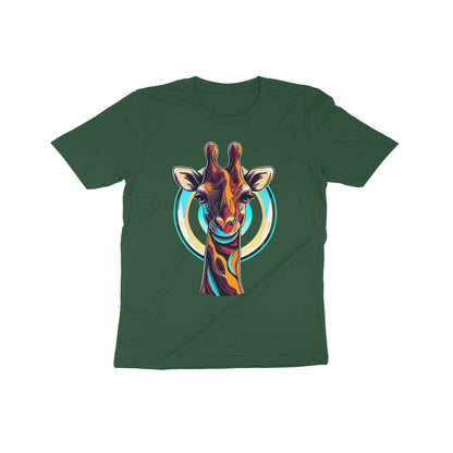 Playful Giraffe Adventure: Kid's Round Neck T-Shirt - Vibrant Design