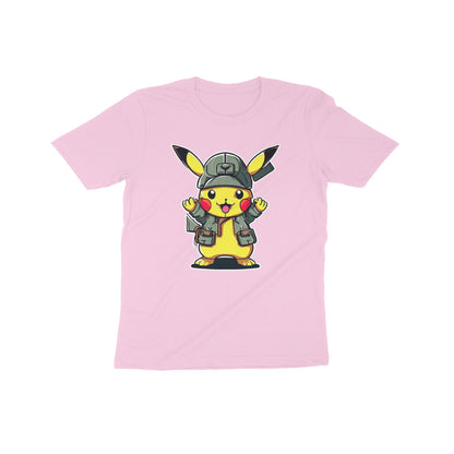 Pikachu Power: Kid's Round Neck T-Shirt - Adorable Pokémon Design