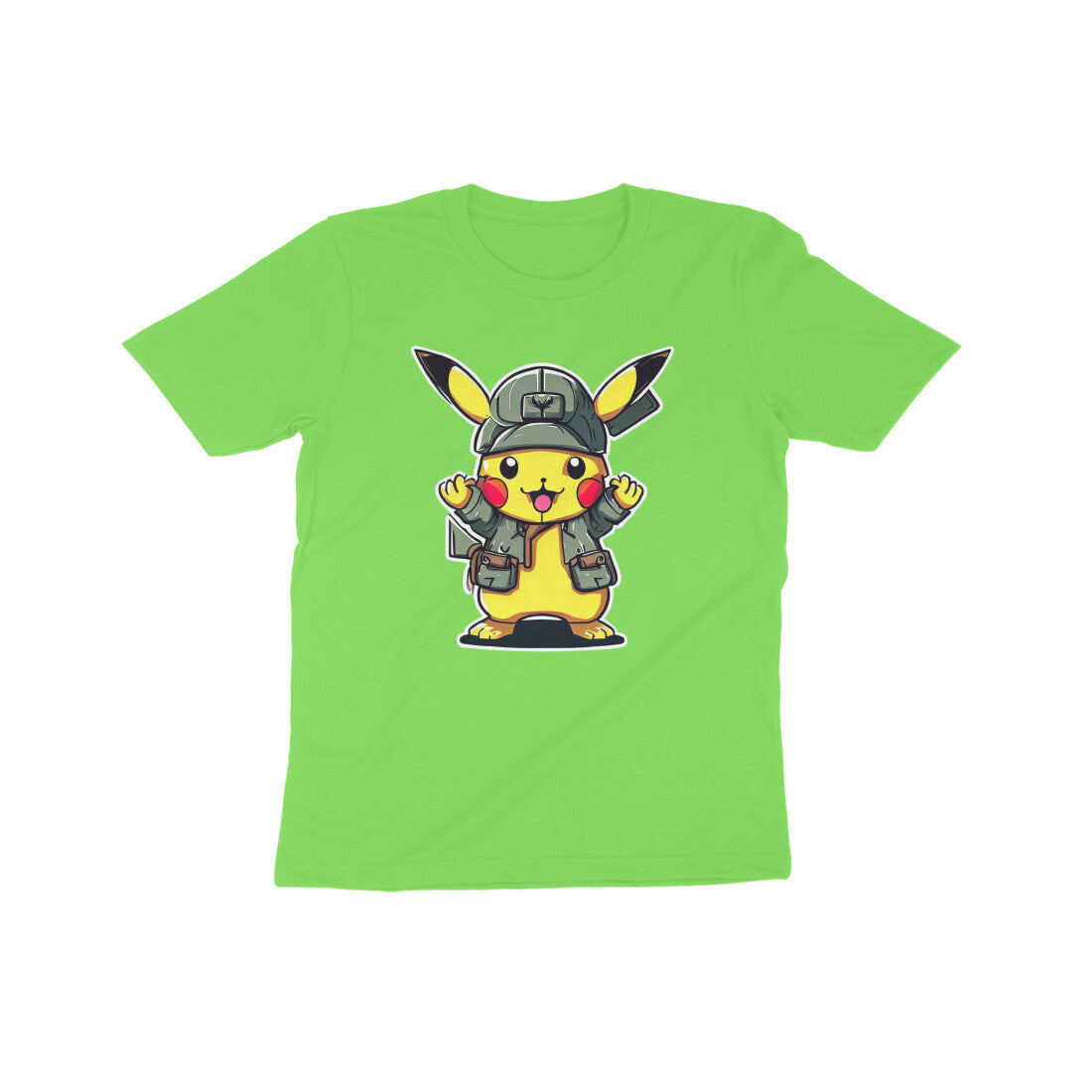 Pikachu Power: Kid's Round Neck T-Shirt - Adorable Pokémon Design