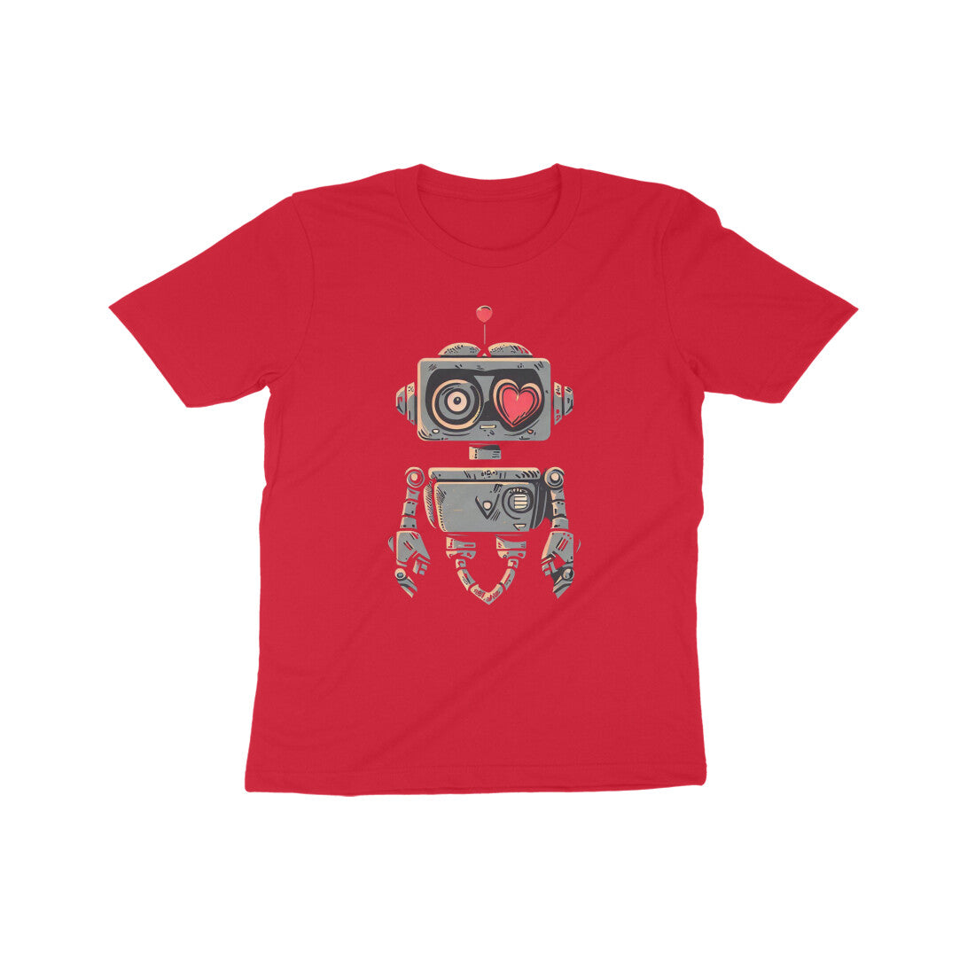 Heartwarming Robot: Kid's Round Neck T-Shirt - Adorable Design