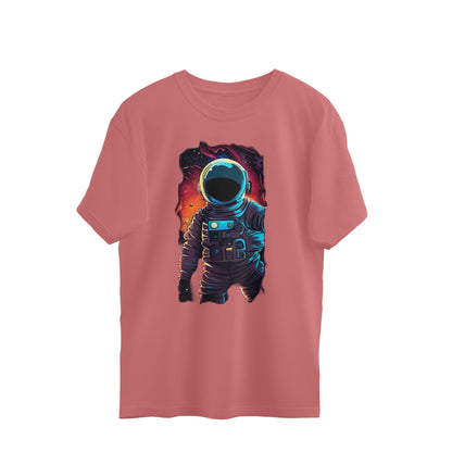 Astronaut in Space: Oversized Round Neck T-Shirt for Cosmic Style